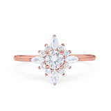 14K Rose Gold Cluster Round Bridal Simulated CZ Wedding Engagement Ring Size 7