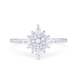 14K White Gold Cluster Round Bridal Simulated CZ Wedding Engagement Ring Size 7