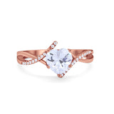 14K Rose Gold Twisted Heart Shank Promise Simulated CZ Wedding Engagement Ring Size 5