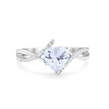 14K White Gold Twisted Heart Shank Promise Simulated CZ Wedding Engagement Ring Size 7
