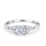 14K White Gold Vintage Art Deco Round Simulated CZ Wedding Engagement Ring Size 7