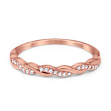 14K Rose Gold 0.10ct Round 3mm G SI Half Eternity Infinity Twisted Band Diamond Engagement Wedding Ring