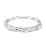 14K White Gold 0.10ct Round 3mm G SI Half Eternity Infinity Twisted Band Diamond Engagement Wedding Ring
