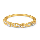14K Yellow Gold 0.10ct Round 3mm G SI Half Eternity Infinity Twisted Band Diamond Engagement Wedding Ring