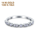 14K White Gold 0.18ct Diamond Round Art Deco Half Eternity Band Engagement Ring Size 6.5