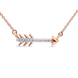 14K Rose Gold 0.05ct Round Shape Trendy Diamond Cupid Arrow Pendant Chain Necklace 18 Long