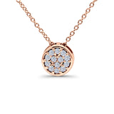 14K Rose Gold 0.08ct Round Shape Diamond Drop Solitaire Pendant Chain Necklace 18" Long