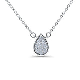 14K White Gold 0.12ct Round Shape Diamond Solitaire Pendant Chain Necklace 18" Long