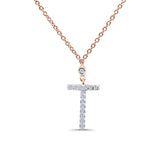 14K Rose Gold 0.07ct Round Shape Diamond Cross Pendant Chain Necklace 18" Long