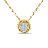 14K Yellow Gold 0.13ct Round Shape Diamond Solitaire Pendant Chain Necklace 18" Long