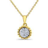 14K Yellow Gold 0.10ct Round Shape Diamond Solitaire Pendant Chain Necklace 18" Long