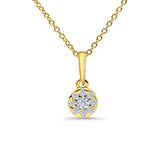 14K Yellow Gold 0.19ct Round Shape Diamond Solitaire Pendant Chain Necklace 18" Long