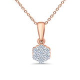 14K Rose Gold 0.33ct Round Shape Diamond Solitaire Pendant Chain Necklace 18" Long