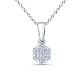 14K White Gold 0.33ct Round Shape Diamond Solitaire Pendant Chain Necklace 18" Long
