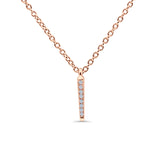 14K Rose Gold 0.02ct Round Shape Trendy Diamond Vertical Drop Pendant Chain Necklace 18" Long