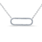 Paperclip Necklace Diamond 14k white Gold