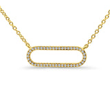 14K Yellow Gold 0.08ct Oval Shape Diamond Modern Pendant Chain Necklace 18 Inch Long