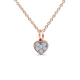 14K Rose Gold 0.05ct Round Shape Diamond Heart Pendant Chain Necklace 18 inch Long