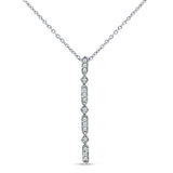 14K White Gold 0.08ct Diamond Drop Vertical Bar Pendant Chain Necklace 18" Long Wholesale