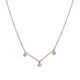 14K Rose Gold 0.07ct Diamond Bezel Pendant Necklace 18" Long Wholesale