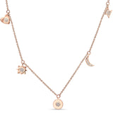Dangling Moon Star Heart Diamond Necklace 14K Rose Gold 0.07ct Wholesale