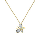 Butterfly Necklace Diamond Pendant 14K Yellow Gold 0.13ct Wholesale