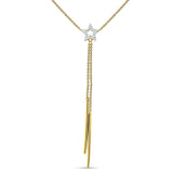 Dangling Diamond Line Star Necklace 14K Yellow Gold 0.05ct Wholesale
