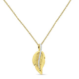 Leaf Necklace Diamond Pendant 14K Yellow Gold 0.06ct Wholesale