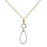 14K Yellow Gold 0.19ct Pear Teardrop Dangling Diamond Pendant Chain Necklace 18" Long Wholesale