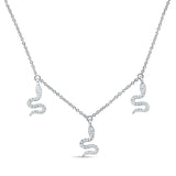 Dangling Diamond Snake Necklace 14K White Gold 0.13ct Wholesale