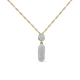14K Yellow Gold 0.11ct Crystal Drop Diamond Pendant Chain Necklace 18" Long Wholesale