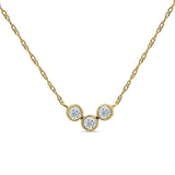 Three Stone Diamond Pendant Chain Necklace