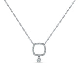 Dangling Diamond Cushion Cut Necklace 14K White Gold 0.09ct Wholesale