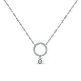 Dangling Diamond Open Circle Necklace 14K White Gold 0.09ct Wholesale