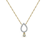 Dangling Diamond Pear Teardrop Necklace 14K Yellow Gold 0.09ct Wholesale