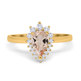 14K Yellow Gold 2.00ct Teardrop Pear 9mmx7mm G SI Natural Morganite Diamond Engagement Wedding Ring Size 6.5