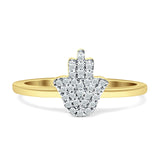 Diamond Hand Of Hamsa Chai Wedding Ring 14K Yellow Gold 0.11ct Wholesale