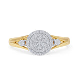 Split Shank Halo Round Natural Diamond Ring 14K Yellow Gold Wholesale