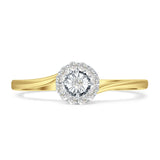 Minimalist Flower Diamond Ring 14K Yellow Gold 0.12ct Wholesale