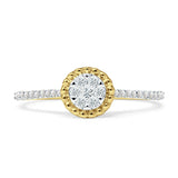 Diamond Floral Ring Seven Stone Beaded 14K Yellow Gold 0.19ct Wholesale