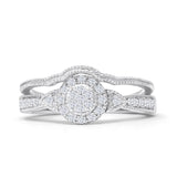 Cluster Diamond Ring 0.23ct Round Shaped Two Piece Natural 14K White Gold Wholesale