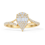 Teardrop Pear Split Shank 0.30ct Natural Diamond Ring 14K Yellow Gold Wholesale