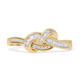 Diamond Knot Crossover Ring 0.16ct Natural Baguette 14K Yellow Gold Wholesale