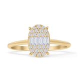 Oval Shaped Cluster 0.25ct Baguette & Round Diamond Ring 14K Yellow Gold Wholesale
