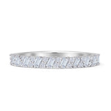 Half Eternity 3.2mm Stackable Baguette Natural Diamond Band 14K White Gold Wholesale