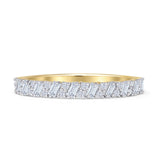 Half Eternity 3.2mm Stackable Baguette Natural Diamond Band 14K Yellow Gold Wholesale
