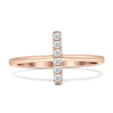 Minimal Cluster Line Bar Diamond Wedding Ring 14K Rose Gold 0.10ct Wholesale