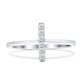 Minimal Cluster Line Bar Diamond Wedding Ring 14K White Gold 0.10ct Wholesale