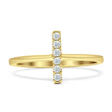 Minimal Cluster Line Bar Diamond Wedding Ring 14K Yellow Gold 0.10ct Wholesale