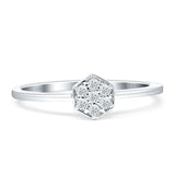 Hexagon Shaped Diamond Wedding Ring 14K White Gold 0.10ct Wholesale